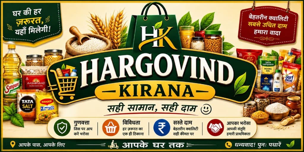 Hargovind Kirana — घर की हर जरूरत यहाँ मिलेगी! सही सामान सही दाम
